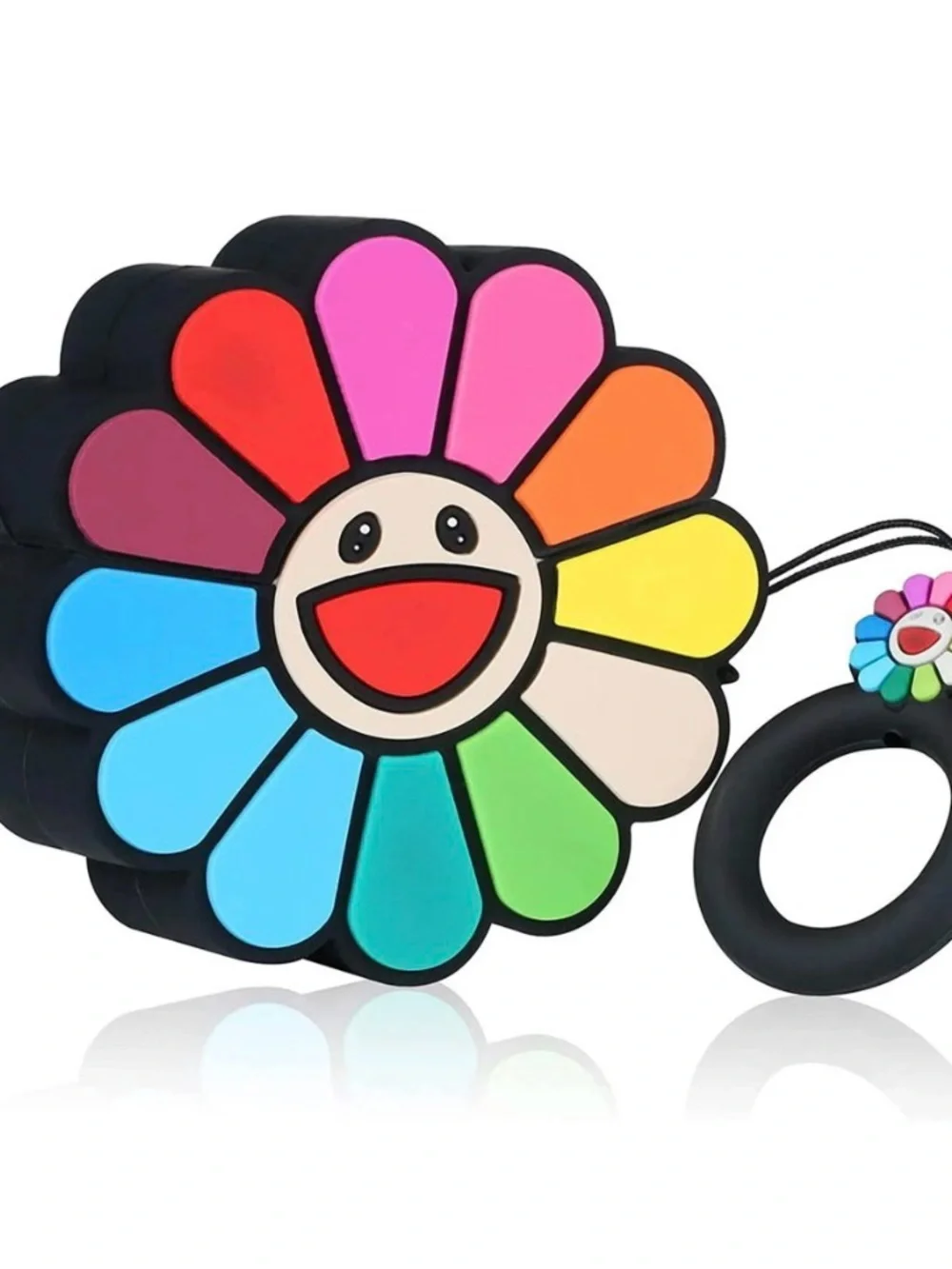 Colorful Smiley Flower Silicone Teether - Multicolor rainbow